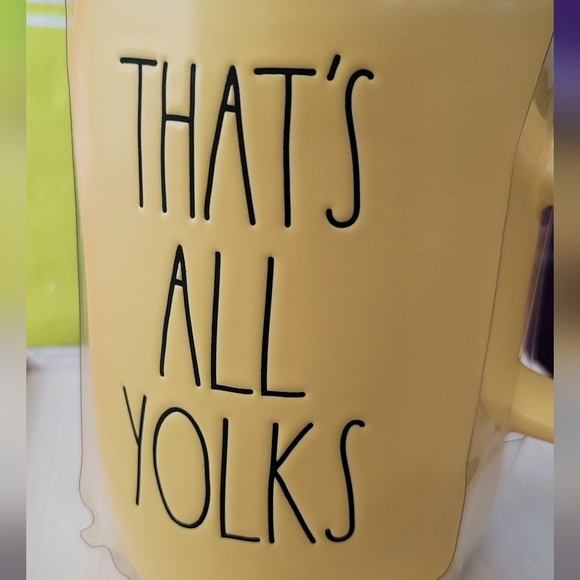 That's All Yolks Rae Dunn Yellow Egg Mug w / Coaster Lid  💛 - Picture 5 of 12